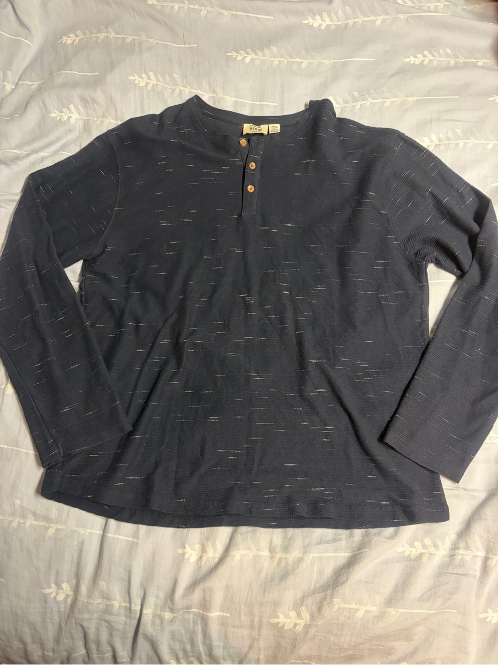 HEDGE MENS COTTON TEXTURED LONG SLEEVE HENLEY SWEATER Size XXL